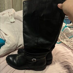 Black Leather Knee-High Boots